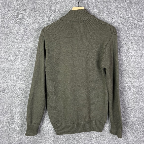 Peregrine Mens Quarter Zip Mock Neck Sweater Olive Green Knit Pullover Top Small - Picture 2 of 9